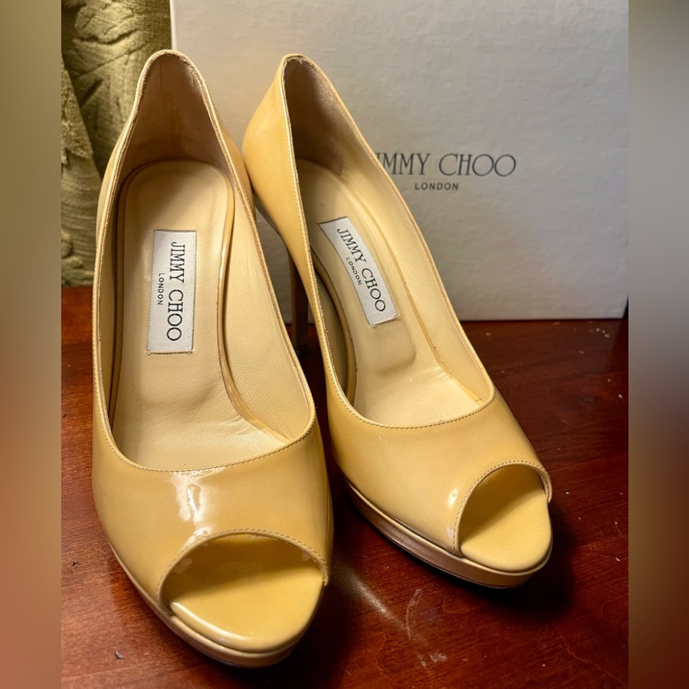 Jimmy Choo Nude Peep Toe Heels